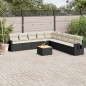 vidaXL Set de sofás de jardín 10 pzas cojines ratán sintético negro vidaXL Set de sofás de jardín 10 pzas cojines ratán sintético negro