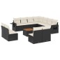 vidaXL Set de sofás de jardín 12 piezas cojines ratán sintético negro vidaXL Set de sofás de jardín 12 piezas cojines ratán sintético negro