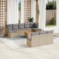 vidaXL Set de sofás de jardín 11pzas con cojines ratán sintético beige vidaXL Set de sofás de jardín 11pzas con cojines ratán sintético beige
