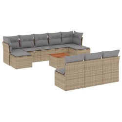 vidaXL Set de sofás de jardín 11pzas con cojines ratán sintético beige