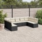 vidaXL Set de sofás de jardín 8 piezas y cojines ratán sintético negro vidaXL Set de sofás de jardín 8 piezas y cojines ratán sintético negro
