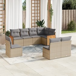 vidaXL Juego de sofás de jardín con cojines beige 8 pzas ratán PE