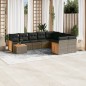 vidaXL Set de sofás de jardín 10 pzas con cojines ratán sintético gris vidaXL Set de sofás de jardín 10 pzas con cojines ratán sintético gris