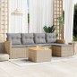 vidaXL Juego de sofás jardín con cojines 6 pzas ratán sintético beige vidaXL Juego de sofás jardín con cojines 6 pzas ratán sintético beige