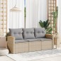 vidaXL Juego de sofás de jardín con cojines beige 3 pzas ratán PE vidaXL Juego de sofás de jardín con cojines beige 3 pzas ratán PE