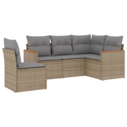 vidaXL Juego de sofás jardín con cojines 5 pzas ratán sintético beige