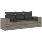 vidaXL Set de sofá de jardín 3 pzas y cojines ratán sintético gris vidaXL Set de sofá de jardín 3 pzas y cojines ratán sintético gris