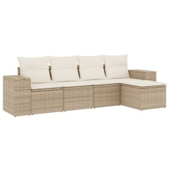 vidaXL Juego de sofás jardín con cojines 5 pzas ratán sintético beige