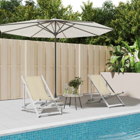vidaXL Sillas de playa plegables 2 unidades aluminio y textilene crema
