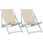 vidaXL Sillas de playa plegables 2 unidades aluminio y textilene crema vidaXL Sillas de playa plegables 2 unidades aluminio y textilene crema