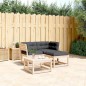 vidaXL Set de sofás de jardín 3 pzas con cojines madera maciza de pino vidaXL Set de sofás de jardín 3 pzas con cojines madera maciza de pino