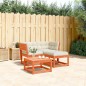 vidaXL Set de sofás jardín 3 pzas con cojines madera pino marrón cera vidaXL Set de sofás jardín 3 pzas con cojines madera pino marrón cera
