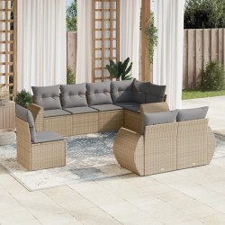 vidaXL Juego de sofás de jardín con cojines beige 8 pzas ratán PE