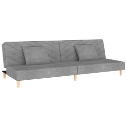 vidaXL Sofá cama de 2 plazas con dos almohadas tela gris claro