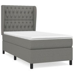 vidaXL Cama box spring con colchón tela gris oscuro 100x200 cm