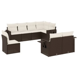vidaXL Set sofás de jardín 8 piezas y cojines ratán sintético marrón