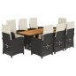 vidaXL Set de comedor de jardín 9 pzas y cojines ratán sintético negro vidaXL Set de comedor de jardín 9 pzas y cojines ratán sintético negro
