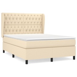 vidaXL Cama box spring con colchón tela color crema 140x200 cm
