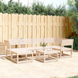 vidaXL Juego de sofás de jardín 6 piezas madera maciza de pino