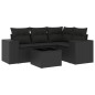 vidaXL Set de muebles de jardín 5 pzas y cojines ratán sintético negro vidaXL Set de muebles de jardín 5 pzas y cojines ratán sintético negro