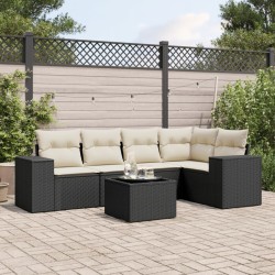 vidaXL Set de sofás de jardín 6 piezas y cojines ratán sintético negro