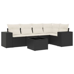 vidaXL Set de sofás de jardín 6 piezas y cojines ratán sintético negro