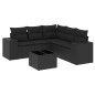 vidaXL Set de sofás de jardín 6 piezas y cojines ratán sintético negro vidaXL Set de sofás de jardín 6 piezas y cojines ratán sintético negro
