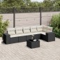 vidaXL Set de comedor de jardín 7 pzas y cojines ratán sintético negro