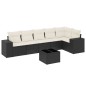 vidaXL Set de comedor de jardín 7 pzas y cojines ratán sintético negro