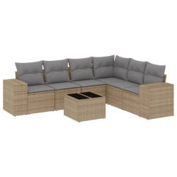 vidaXL Set sofás de jardín 7 piezas y cojines ratán sintético beige