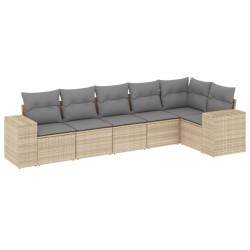 vidaXL Juego de sofás jardín con cojines 6 pzas ratán sintético beige