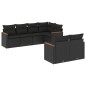 vidaXL Set de comedor de jardín 7 pzas y cojines ratán sintético negro