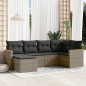 vidaXL Set de muebles de jardín 6 pzas y cojines ratán sintético gris vidaXL Set de muebles de jardín 6 pzas y cojines ratán sintético gris