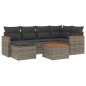 vidaXL Set de sofás de jardín 7 piezas con cojines ratán PE gris vidaXL Set de sofás de jardín 7 piezas con cojines ratán PE gris