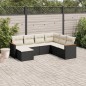 vidaXL Set de comedor de jardín 7 pzas y cojines ratán sintético negro