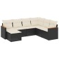 vidaXL Set de comedor de jardín 7 pzas y cojines ratán sintético negro