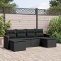 vidaXL Set de sofás de jardín 6 piezas y cojines ratán sintético negro vidaXL Set de sofás de jardín 6 piezas y cojines ratán sintético negro