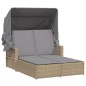 vidaXL Tumbona doble con capota y cojines ratán sintético beige mix vidaXL Tumbona doble con capota y cojines ratán sintético beige mix