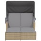 vidaXL Tumbona doble con capota y cojines ratán sintético beige mix vidaXL Tumbona doble con capota y cojines ratán sintético beige mix