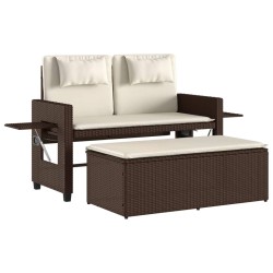vidaXL Sillón reclinable de jardín con cojines ratán sintético marrón