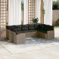 vidaXL Set de muebles de jardín 9 pzas y cojines ratán sintético gris vidaXL Set de muebles de jardín 9 pzas y cojines ratán sintético gris