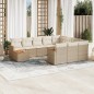 vidaXL Set de sofás de jardín 11pzas con cojines ratán sintético beige vidaXL Set de sofás de jardín 11pzas con cojines ratán sintético beige