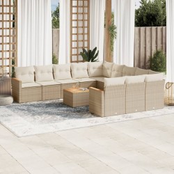 vidaXL Set de sofás de jardín 12 pzas y cojines ratán sintético marrón