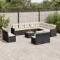 vidaXL Set de sofás de jardín y cojines 13 pzas ratán sintético negro