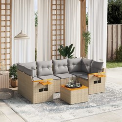 vidaXL Set sofás de jardín 7 piezas y cojines ratán sintético beige