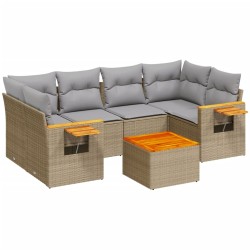 vidaXL Set sofás de jardín 7 piezas y cojines ratán sintético beige