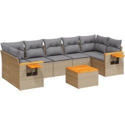 vidaXL Juego de sofás de jardín con cojines beige 8 pzas ratán PE