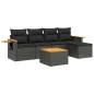 vidaXL Set de sofás de jardín 6 piezas y cojines ratán sintético negro vidaXL Set de sofás de jardín 6 piezas y cojines ratán sintético negro