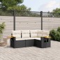 vidaXL Juego de sofás jardín 4 pzas con cojines ratán sintético negro vidaXL Juego de sofás jardín 4 pzas con cojines ratán sintético negro