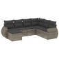 vidaXL Set de sofás de jardín 7 piezas con cojines ratán PE gris vidaXL Set de sofás de jardín 7 piezas con cojines ratán PE gris